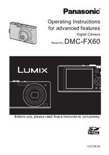 Panasonic Lumix FX60 manual. Camera Instructions.